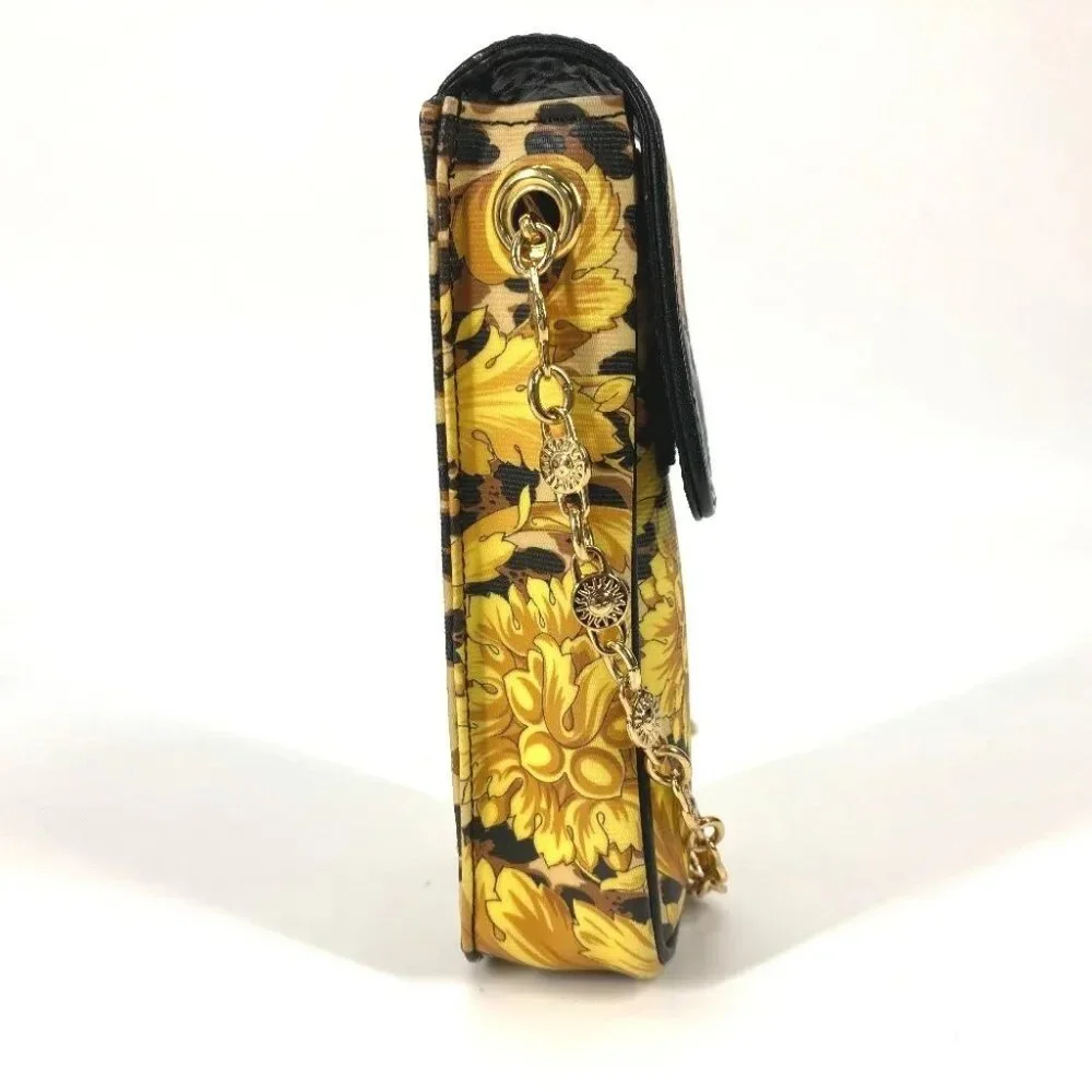 Auth VERSACE Pochette bag vintage Leopard print Chain mobile case Shoulder Bag